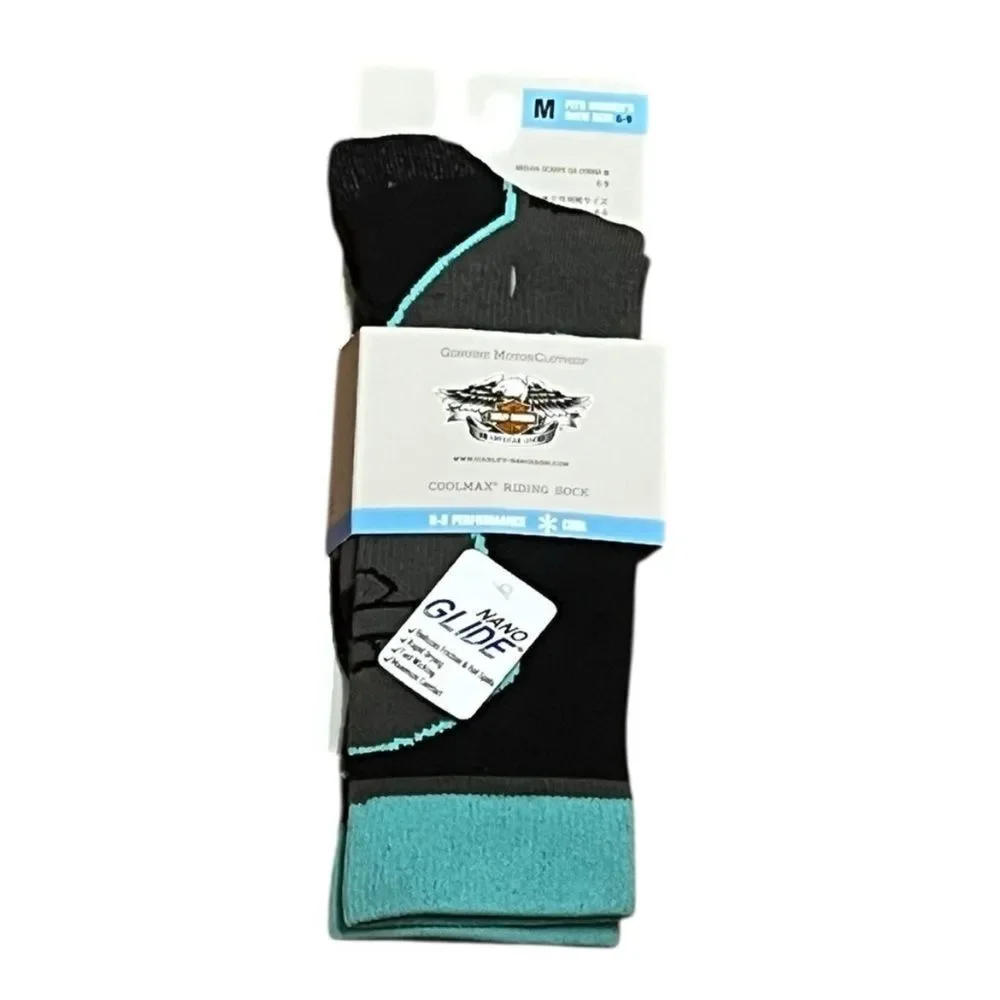 Harley-Davidson Men's Black and Teal Coolmax‎ Socks